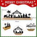 Metal Nativity Sets for Christmas Decorations Black Metal Nativity Scene with Wooden Base for Xmas Home Indoor Mantel Tabletop Office Kitchen Table Shelf Decor (Classic)
