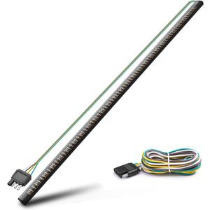 MICTUNING 60 Inches Triple 504 LEDs Tailgate Strip Light Waterproof with 4-Way Flat Connector - 5 Functions Sequential Amber Turn Signal, Red Brake Running, White Reverse Lights