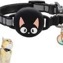 Unifuncy Waterproof and Reflective Breakaway Airtag Cat Collar with Built-in Airtag Holder, Lightweight and Adjustable Collar for Cats, Perfect Cat Tracker Accessory (Airtag Not Included)- Black