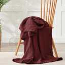 100% Cotton Muslin Blanket Twin 66" x 90", 6 Layers Breathable and Lightweight Cotton Blankets for Couch, Soft Cooling Summer Gauze Blanket for Adults All Season, Burgundy, Twin Xl