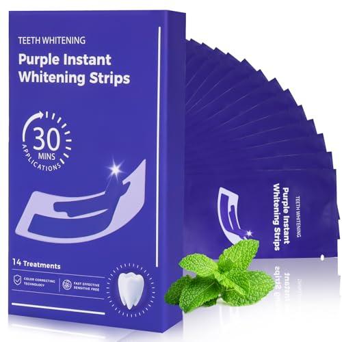 Natural Teeth whitening Strips Sensitive White Strips for Teeth whitening-7 Days for Smile Effective & Gentle Dental Whitener Peroxide-Free,Deep Stains Removal （12 Pices Mint ）