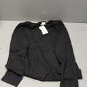 XIEERDUO Long Sleeve Shirts for Women Business Casual Tops Trendy Crewneck Fall T Shirts Pleated Loose Fit (Medium, Black)