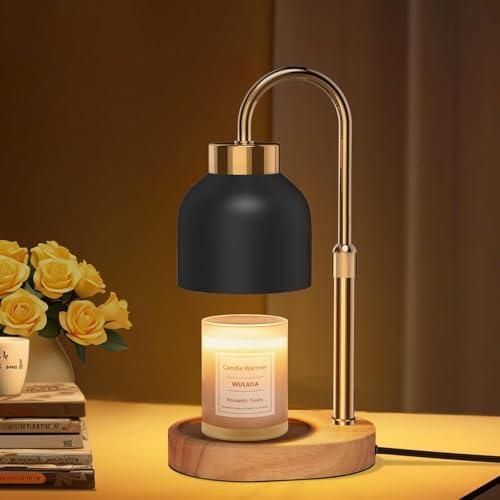 WUEAOA Candle Warmer Lamp with Timer and Dimmer, Height and Brightness Adjustable, Black Electric Wax Warmer for Women Mom, Best Birthday and House Warming Gift New Home Decor