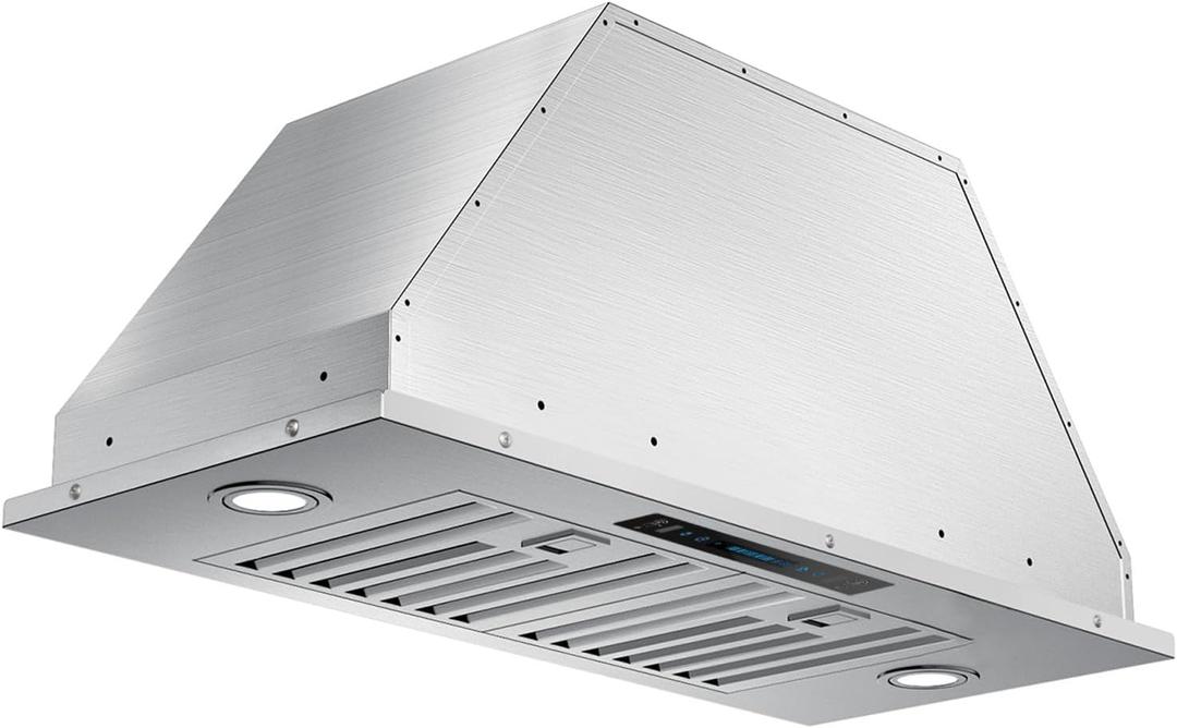 JOCO 30 Inch Range Hood Insert, 900 CFM Stainless Steel Built-In Kitchen Vent Hood, Convertible for Ducted or Ductless Installation, 4-Speed Gesture/Touch/Remote Control, Model B01-30G