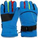 2 x Kids Snow Gloves for Skiing Kids Mitten Winter Waterproof Girls and Boys Snow Gloves for Winter Cold Weather (Blue)