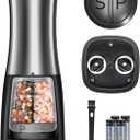 ABLEGRID Electric Salt and Pepper Grinder 2 in 1 Battery Powered, Automatic Pepper Mill & Salt Grinder Refillable, One-handed Operation, Adjustable Coarseness, 2-Button Control, Ceramic Grinding Core