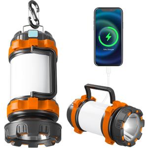 Camping Lantern Rechargeable , Alpswolf Camping Flashlight 4000 Capacity, 6 Modes, IPX4 Waterproof, Led Lantern Camping, Hiking, Outdoor Recreations, Orange