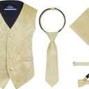 S.H. Churchill & Co. Boys 4 Piece Formal Paisley Vest and Tie Set (6, Gold)