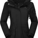 CAMEL CROWN Womens Waterproof Ski Jacket 3-in-1 Windbreaker Winter Coat Fleece Inner for Rain Snow Outdoor Hiking (Black, S)