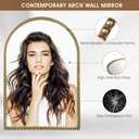 Arched Wall Mirror for Bathroom - 24"x36" Metal Beaded Frame Decorative Accent Mirror, Large Modern Rustic Distressed Hanging Wall Decor for Washroom, Bedroom, Living Room, Entryway, Antique Gold