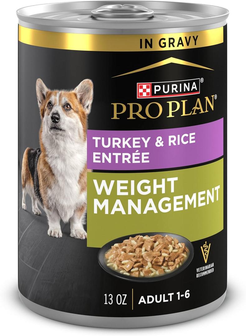 Purina Pro Plan Weight Management Wet Dog Food Turkey and Rice Entree in Gravy - (Pack of 12) 13 oz. Cans (EXP 09/30/27)