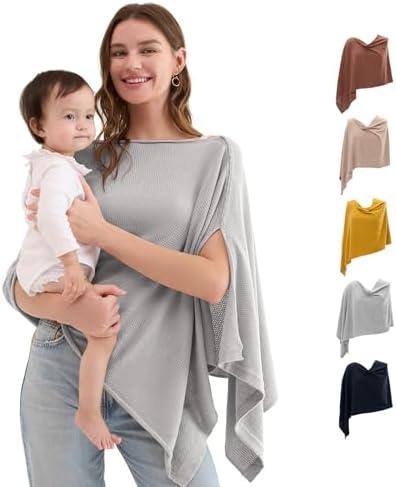 Momcozy Nursing Cover for Breastfeeding, Soft Privacy Poncho, Multi-Use Nursing Shawl, Portable Breast Feeding Covers for Women, Includes Laundry Bag (Grey)