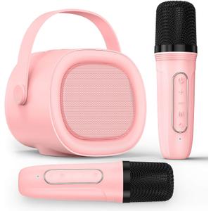 LENRUE Karaoke Machine for Kids, Portable Bluetooth Speaker with 2 Wireless Mic, Kids Birthday Gift, Karaoke Toys for 4, 5, 6, 7, 8, 9, 10, 12 +Year Old Kids Birthday Party, Family Home Party