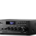 Moukey Amplifier Home Audio, 2.0 Channel Stereo Receivers with Bluetooth 5.3, Full Function Remote, FM, RCA, USB, 2 Mic in, 300W Peak Power, for Karaoke, Garage, Home Theater, MAMP3