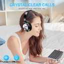 Noise Cancelling Over Ear Wireless Bluetooth Headphones with Microphone, 65h Playtime, Clear Calls, Comfort Fit for Travel (Beige)
