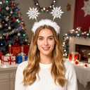 QDTK Christmas Headband Glitter White Snowflake Hair Bands Snowflake Rhinestone Headpiece Christmas Hair Accessories for Women Girls Xmas Holiday Winter Party Supplies