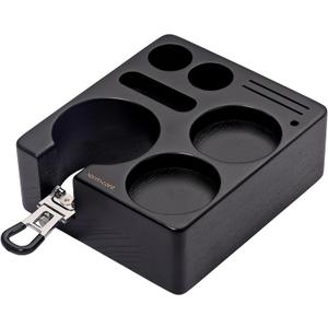 Normcore Espresso Tamping Station, Wood Coffee Tamper Station Fit 51 to 54mm Espresso Machine Accessories Coffee Tamper, Distributor, WDT, Puck Screen, Portafilter Holder Stand, Solid Black Ashwood