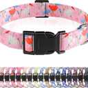 Dog Collar, Cute Floral Puppy Collar for Boys Girls Small Medium Large Dogs, Adjustable Soft Pet Collar Fancy Flower with Quick Release Buckle for Males Females, Pink Floral,S (Small(Neck 10-16", Width 3/4"))