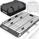 WILDROAD Car Roof Cargo Carrier Combo of Upgraded 64"x 39"x 4" Roof Rack Cargo Basket with 21 Cubic ft Ultra Waterproof Anti-Tear Fabric Cargo Carrier Bag and Super Duty Bungee Cargo Net