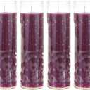 Mega Candles 6 pcs Unscented Purple 7 Day Glass Container Devotional Prayer Candles, Premium Wax Candle 2 Inch x 8 Inch, Sanctuary, Vigils, Prayers, Blessings, Religious, Memorials, Remembrance