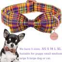 Halloween Dog Collar with Bow Tie, Halloween Bowtie Collar for Small Girl Boy Dog, Fall & Winter Dog Collar with Durable Metal Buckle, Cute Plaid Pet Collar, L