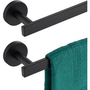 24 Inch Bathroom Towel Bar Bath Towel Rack Kitchen Towel Holder Towel Rails Wall Mounted SUS304 Stainless Steel 2 Pack Matte Black AN4001MB-L24-P2