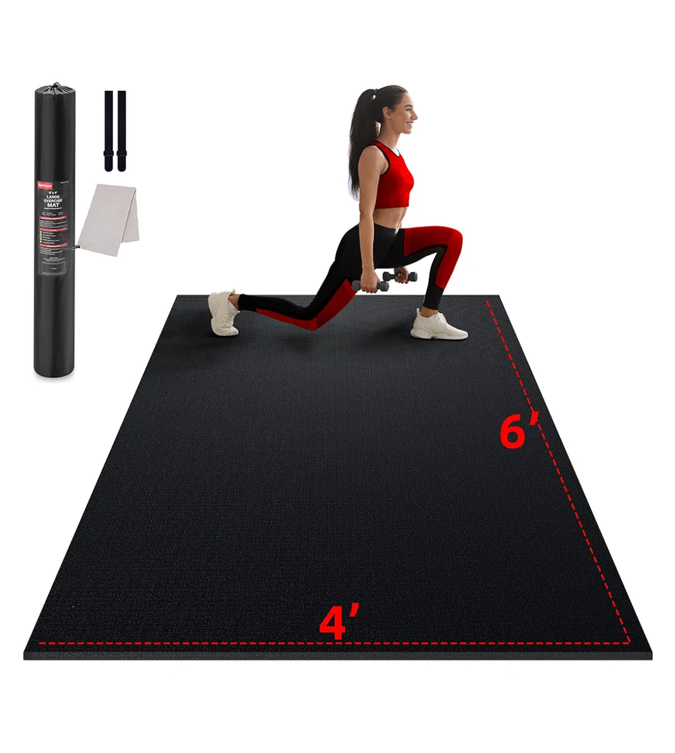 Large Exercise Mat for Home Workout,12‘x6’/10'x6'/9'x6'/8'x6'/7'x5'/6'x4' (7mm) Extra Thick Workout Mat, High-Density Gym Mat for Cardio, Jump Rope, MMA, Weights (Shoe-Friendly)