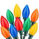 HAYATA Multi Color C9 Big Bulbs Classic Christmas Lights 50 LED 32ft Indoor Outdoor Home Yard Xmas Tree Decorations (Multi Color - 50LED)