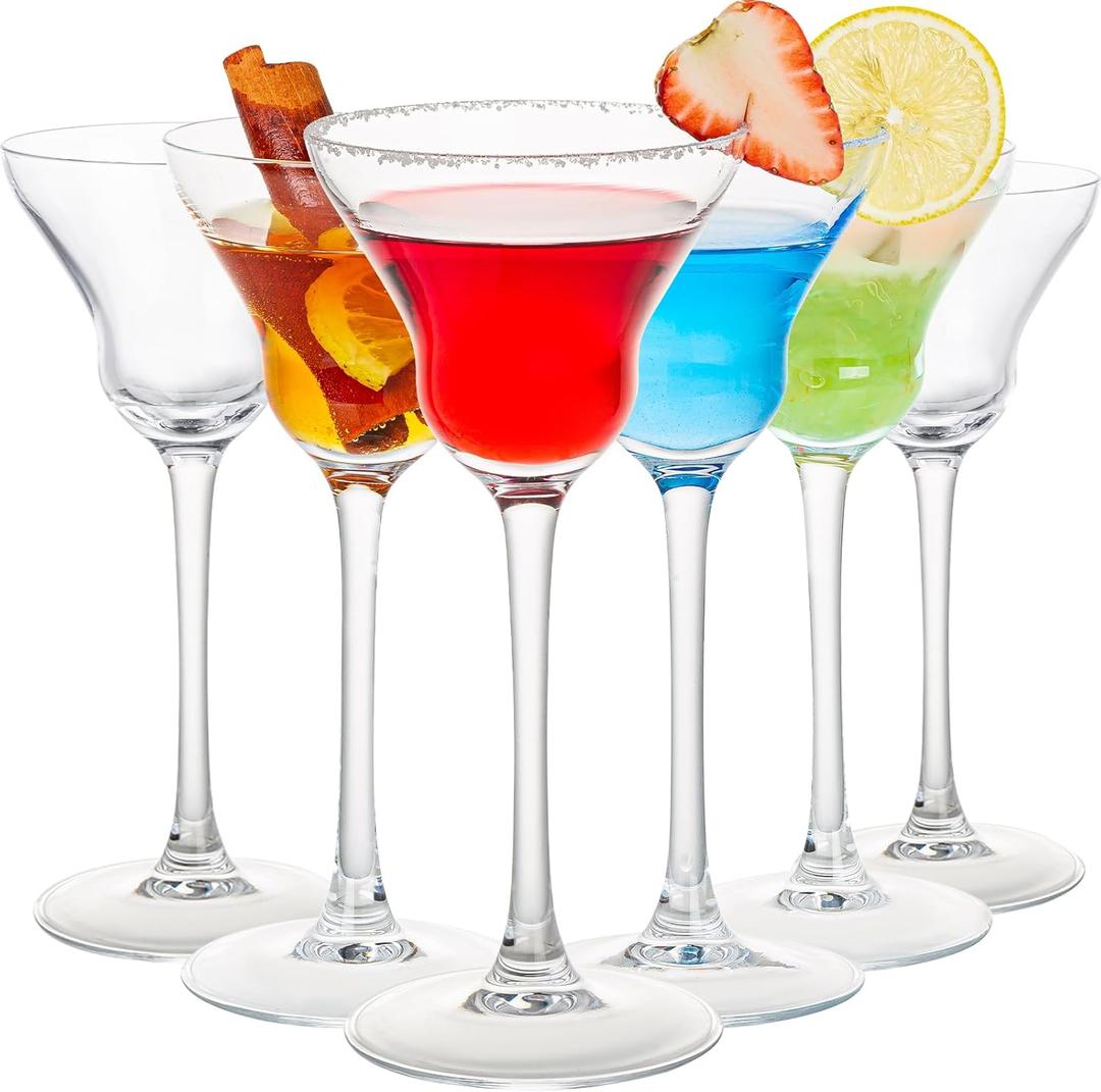 Vintage Art Deco Coupe Glasses, Set of 6 Ribbed Coupe Cocktail Glasses, 5.5 oz Classic Martini Glasses, Elegant Hand Blown Manhattan Goblet for Bar, Martini, Cosmopolitan, Gimlet, Pisco Sour