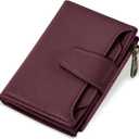 Airkit Small Wallet Women RFID Blocking Soft Leather Bifold Compact Card Holder Wallet for Women with Zipper Coin Pocket 4 ID Window