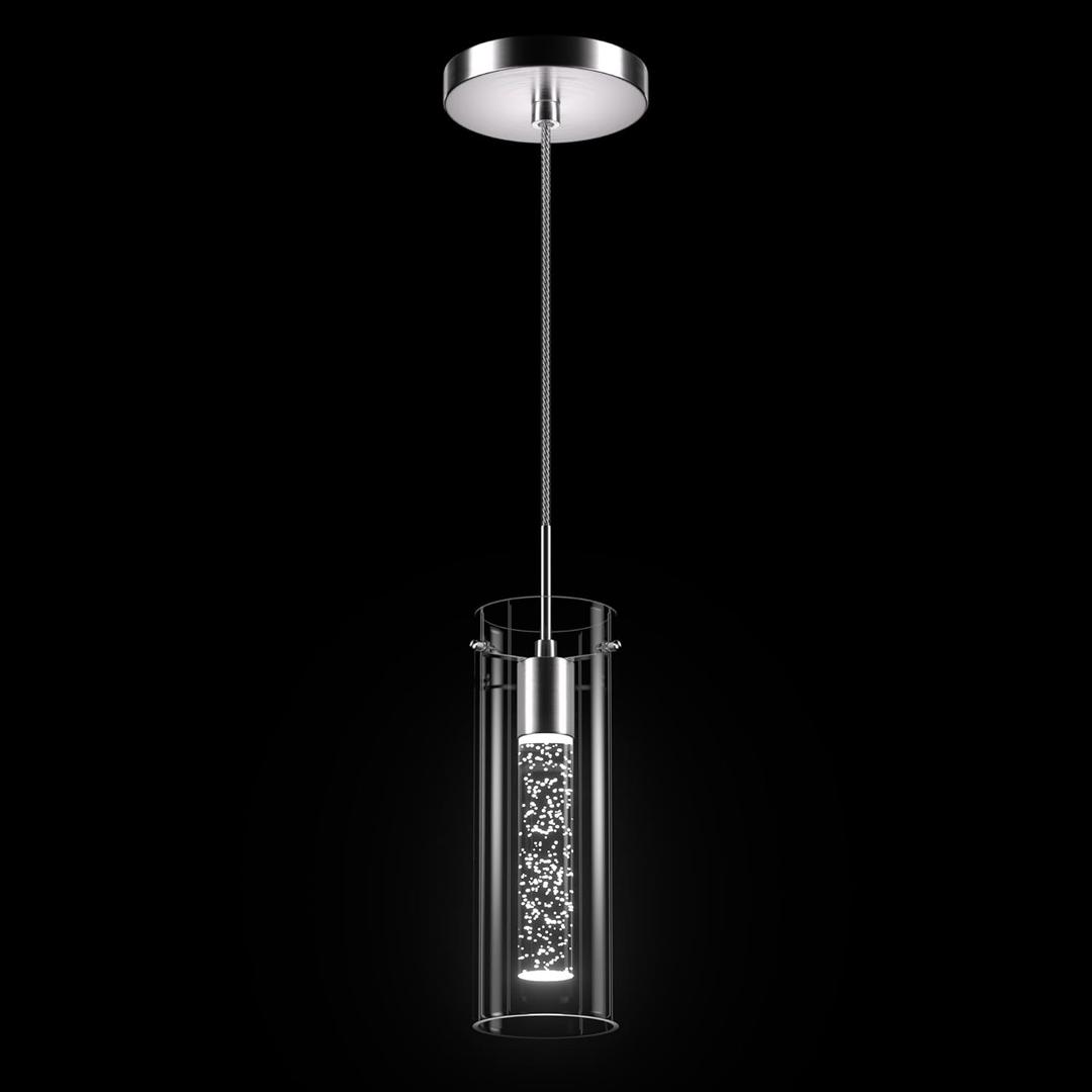 1 Pack Pendant Ceiling Light Fixture, Pendant Lights for Kitchen Island Crystal Pendant Light, 1-Light Integrated Kitchen Hanging Light Fixture Modern Island Light with Bubble Glass (Cold)