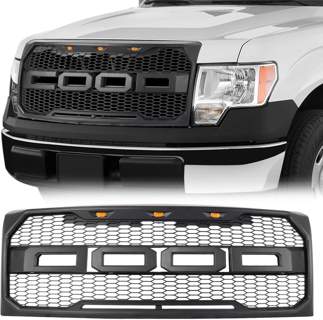 Front Grill Rap-tor Style Bumper Grille Mesh Light Compatible With FORD F150 F-150 2009-2014