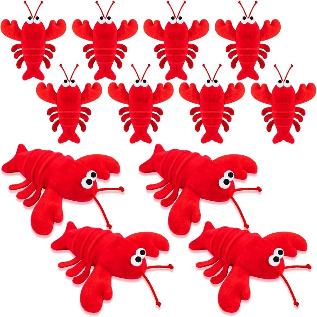 12Pack Lobster Toy Cute Plush Lobster Stuffed Animal Crab Doll for Kids, Soft Mini Plush Stuffed Lobsters Crab Hanging Ornaments for Key Purse Bag Backpack DIY Birthday Favors, 5.5x5.5 inches