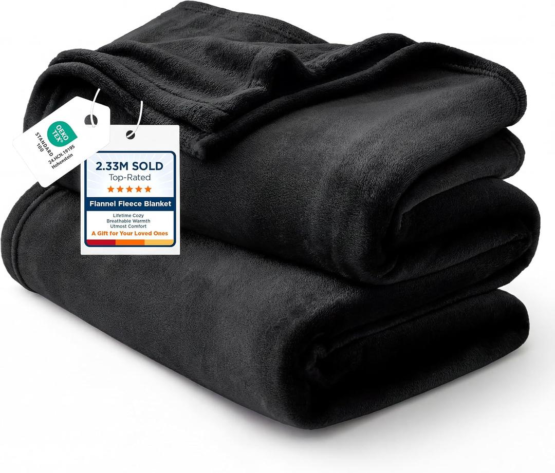 Bedsure GentleSoft Fleece Blanket Twin Size Black - 300GSM Lightweight Plush Fuzzy Cozy Soft Warm Blanket for Bed, Sofa, Couch, Travel, Camping, 60x80 inches