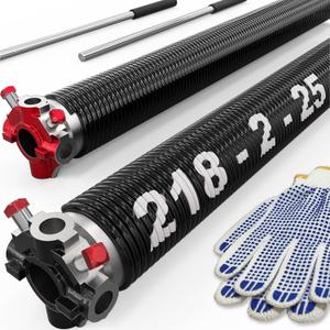 Garage Door Torsion Springs Replacement with Non-Slip Winding Bars, Oil-Free Electrophoretic Coated Coil 2-Inch Diameter Spring Set, 1 Pair, 218 x 2'' x 25'', 0.218X2"X25"