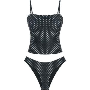 ZAFUL Women's Floral Tankini Swimsuits Bandeau Tummy Control High Cut Tankini Set Two Piece Bathing Suit,small