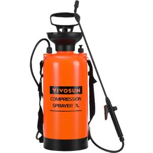VIVOSUN 1.85-Gallon Pump Pressure Sprayer, Pressurized Lawn & Garden Water Spray Bottle with Adjustable Shoulder Strap, for Spraying Plants, Garden Watering and Household Cleaning (Orange)