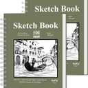 SuFly Small Sketch Book 5.5"x8.5", 2-Pack Mini Sketchbook, Spiral Bound Sketchbook Hardcover with 200 Sheets of 68lb/100gsm Mini Drawing Pad Paper, Small Sketch Pads for Drawing for Adults & Kids. (Green)