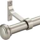 Room Divider Curtain Rod,1 inch Curtain Rods for Windows 48 to 86 inch with Endcap and Premium Aluminum Brackets,Heavy Duty Ceiling Mount Curtain Rods for Windows 48" to 86",Satin Nickel (48-86")