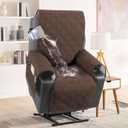 100% Waterproof Power Lift Recliner Cover with Side Pocket Electric Lift Recliner Slipcovers Fitted Standard Large Power Lift Recliner Non Slip Recliner Slipcovers for Elderly (Brown)