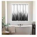 Shower Window Curtain, Abstract Gray Forest Small Short Waterproof Bathroom Window Curtain with Hooks, 40x36 Inch