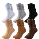 ZFiSt Slouch Socks for Women,6 Pairs Long Scrunch Knee High Socks, Cozy Slouchy Boot Sock Leg Warmers, Size 6-11in