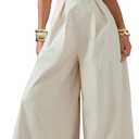 Verdusa Women's Zip Up Wide Leg Jumpsuits Sleeveless One Piece Formal Dressy Rompers Holiday Jumpsuits (Large, Apricot)