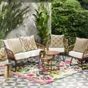 2 x OTOSTAR Set of 4 Waterproof Throw Pillow Covers 16x16 Inch Farmhouse Geometric Square Pillow Cases for Couch Patio Furniture Balcony Garden Outdoor DecorationGeometry40-Khaki