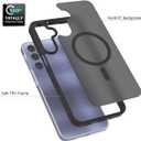 Magnetic for Samsung Galaxy A16 5G Case, with [Tempered Glass Screen Protector][Compatible with MagSafe][Military Grade Shockproof] Slim Translucent Matte Phone Case for A16 5G-Black