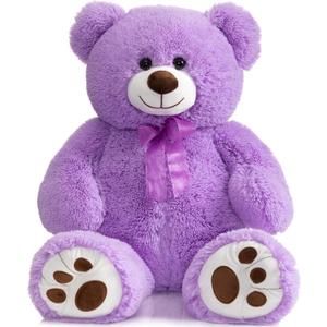 HollyHOME Teddy Bear Stuffed Animal Plush Giant Teddy Bears with Footprints Big Bear 36 inch Purple