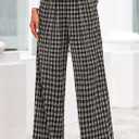 PRETTYGARDEN Casual Women's Pants 2026 Elastic Waist Palazzo Long Pajama Wide Leg Trousers Knit Fall Outfits with Pockets (M)