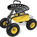 Sekey Garden Cart Rolling Workseat, Heavy Duty Garden Scooter with 360 Swivel Seat & Adjustable Height, Tool Tray & Storage Basket, 440 lbs Capacity, All-Terrain Wheels, for Seniors & Gardeners