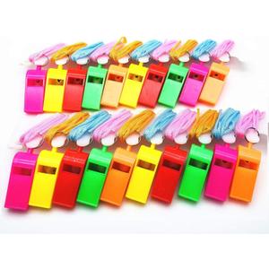 XMHF 20pcs Neon Plastic Colorful Whistle Necklace Loud Crisp Sound Coaches Referee Whistle with Lanyards for Football Sports Lifeguards Survival Emergency Training