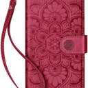 Wallet Case for iPhone 15 Pro Max,[RFID Blocking] 3 Card Holder Stand with Credit Card Slot PU Leather Magnetic Protective Flip Cover for iPhone 15 Pro Max (Red)